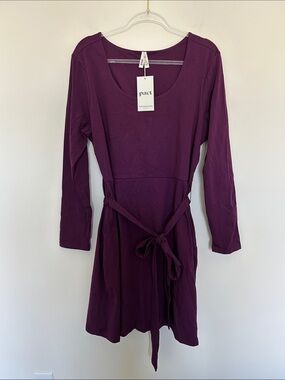 Pact NWT Long Sleeve Knit‎ Fit and Flare Dress with Waist Tie Size XXL
